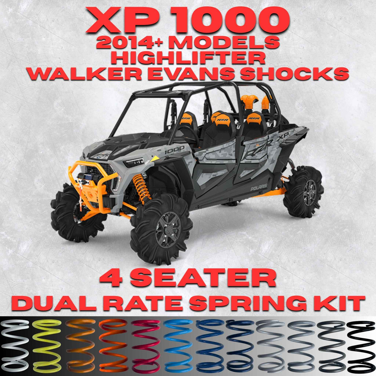 Polaris RZR XP 1000 Highlifter 4 Seater Dual Rate Spring Kit (Walker Evans Shocks)(2014+)